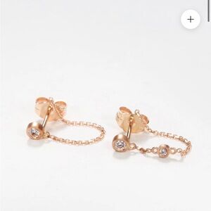 Sirciam - Tiny Diamond Chained Earrings 14 K Gold